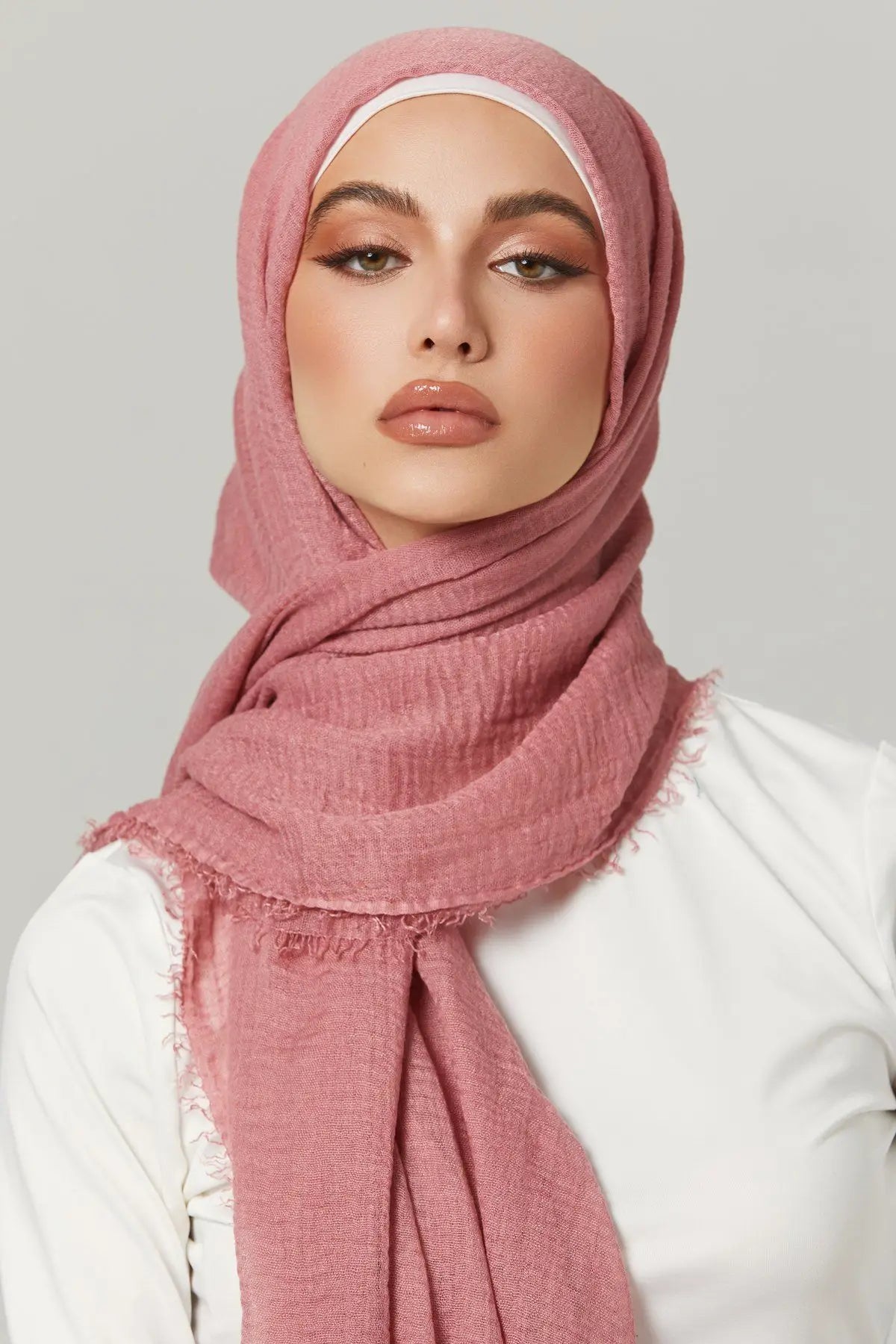 Crinkle Hijab Scarf Soft Solid Cotton Head Scarves