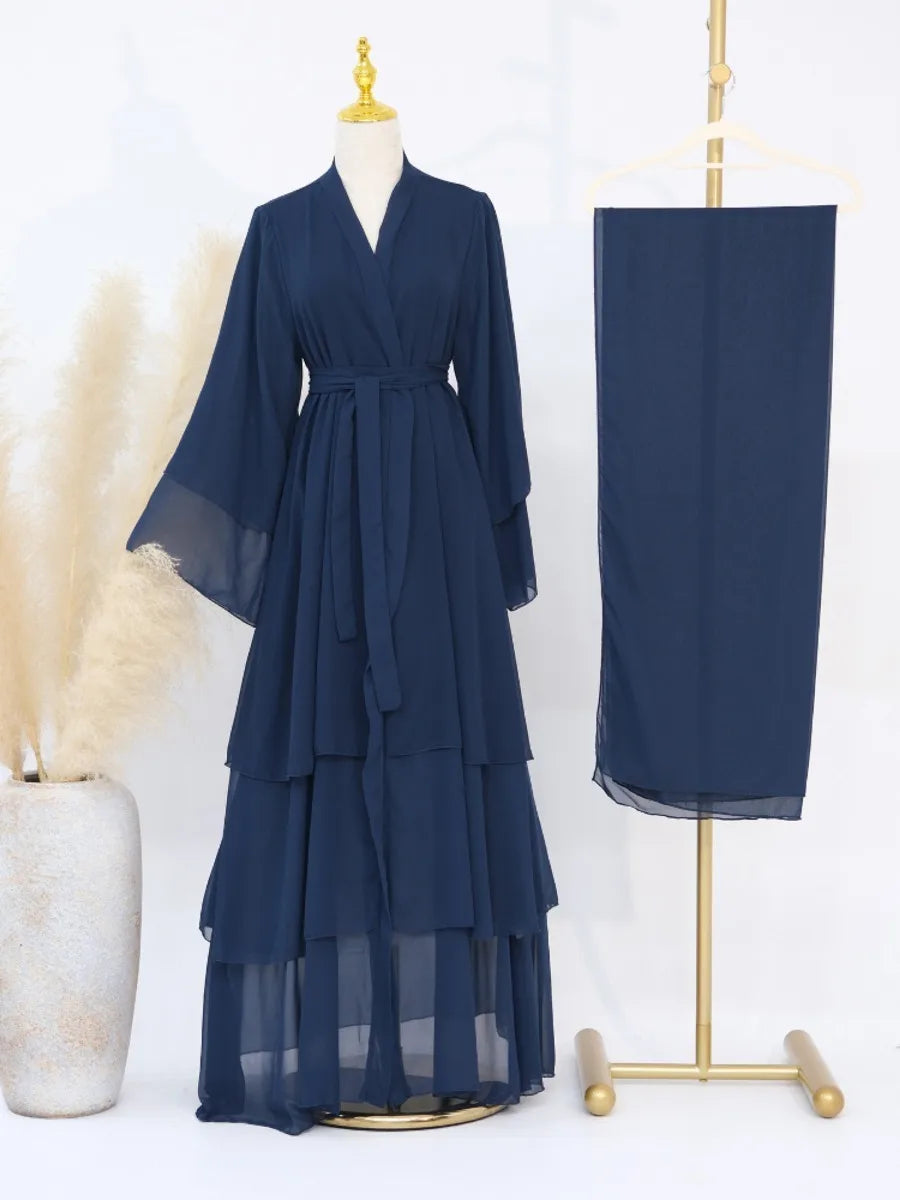 Morocco Abaya Chiffon 3 Layers Dresses