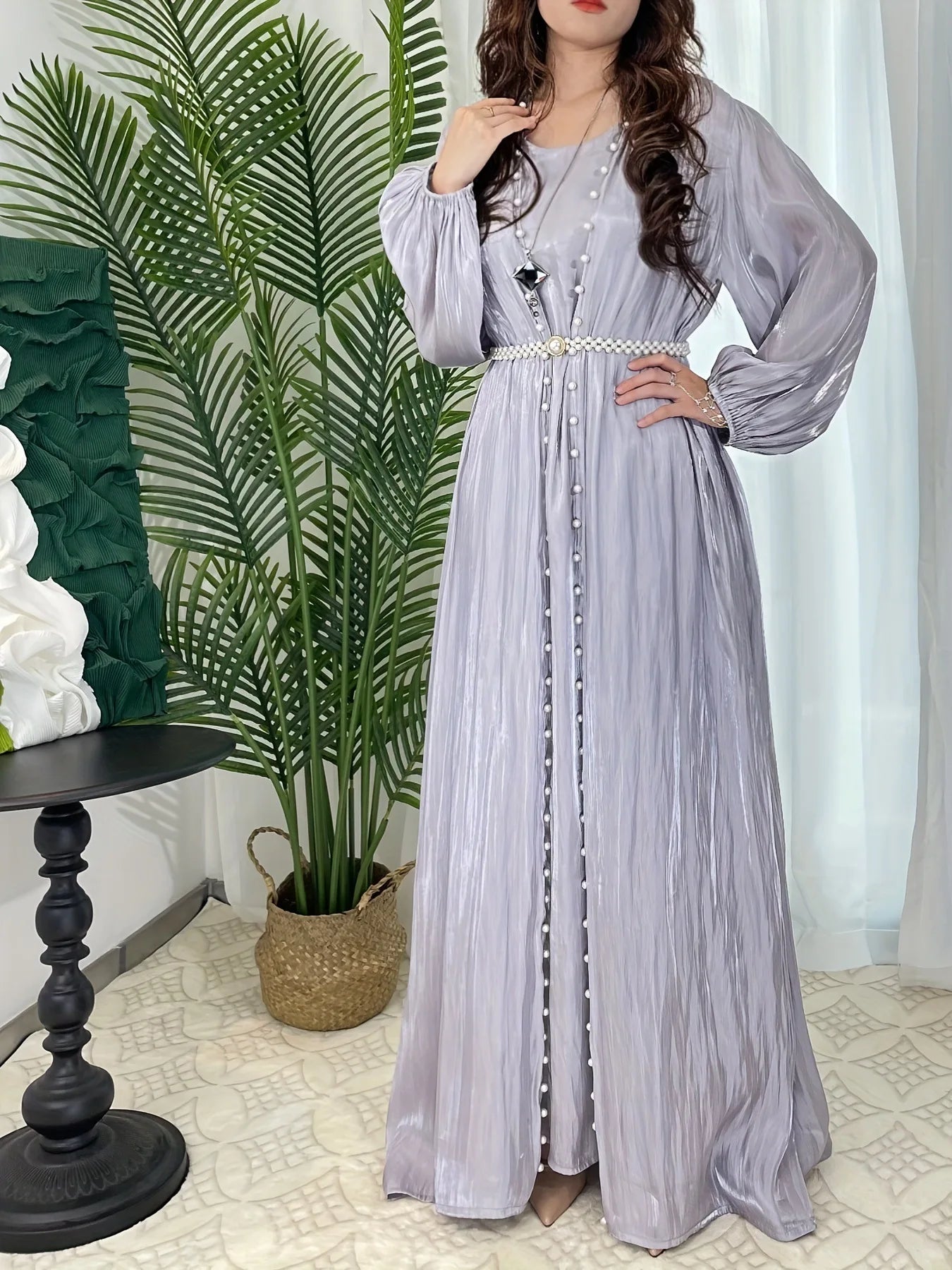 Gorgeous Pearl Abaya Party Dress