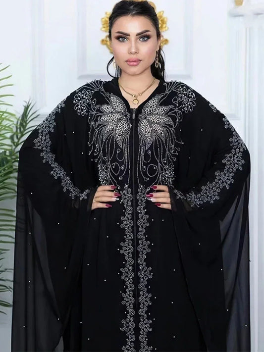 Bat Sleeve Abaya – Diamond Kaftan Dress, Dubai Morocco Style