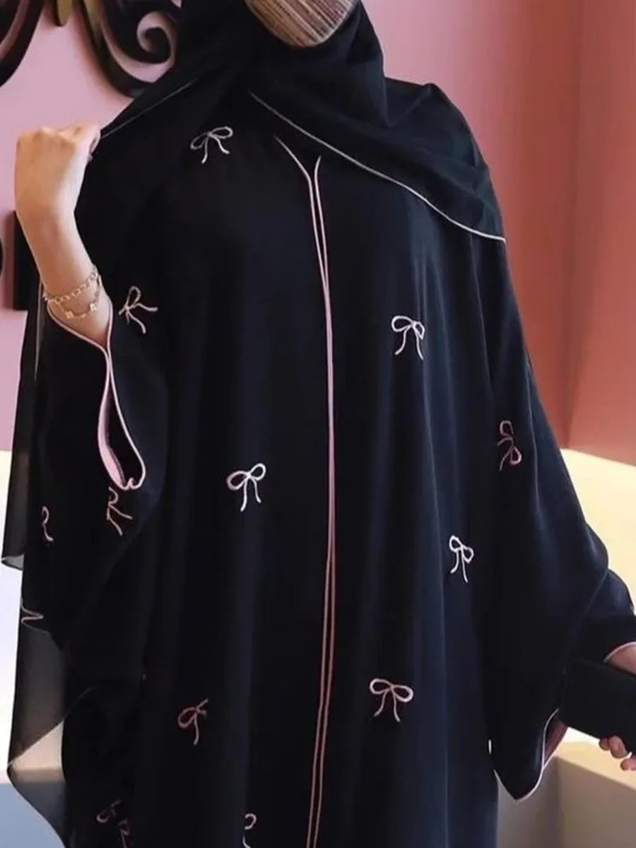 Dubai Luxury Bowknot Embroidery Abaya