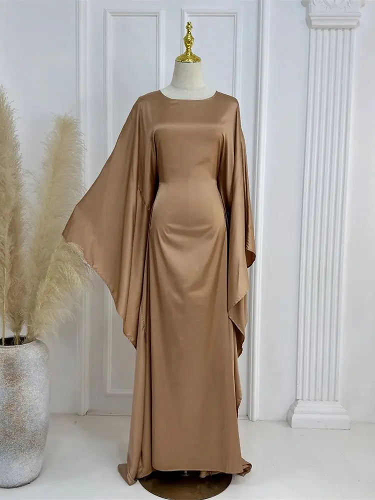 Eid Shiny Batwing Satin Abaya Dubai Luxury 2024 Muslim Abayas For Women Maxi Kaftan Dress Islamic Clothing Caftan Marocain Femme