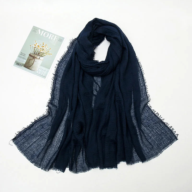 Crinkle Hijab Scarf Soft Solid Cotton Head Scarves