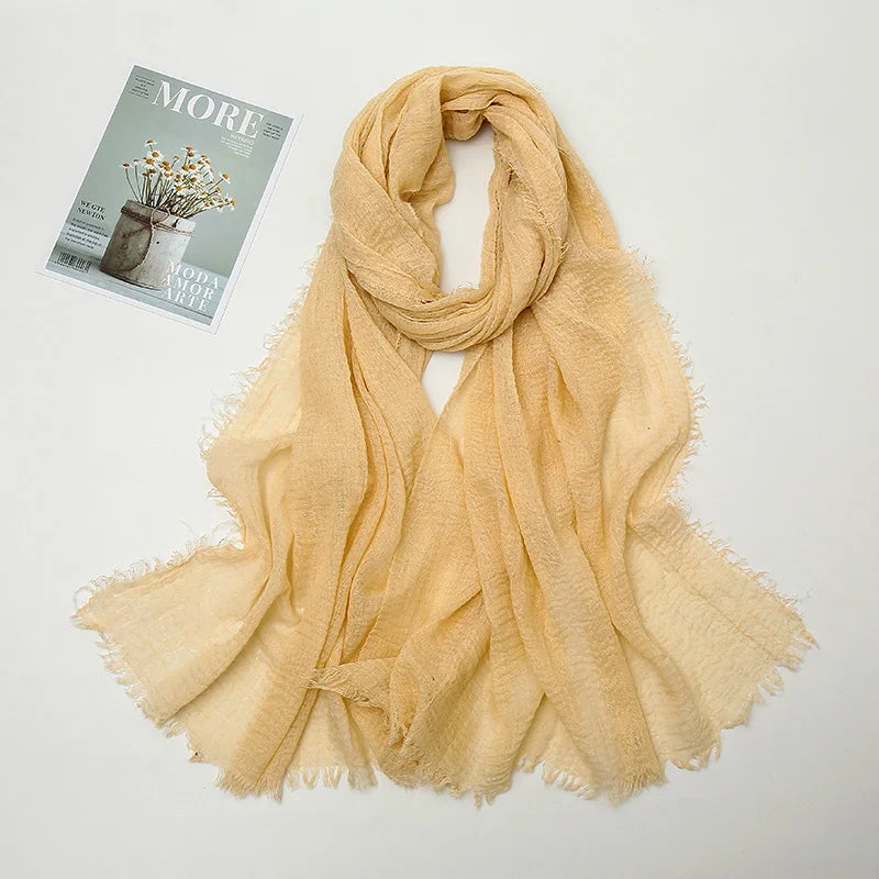 Crinkle Hijab Scarf Soft Solid Cotton Head Scarves