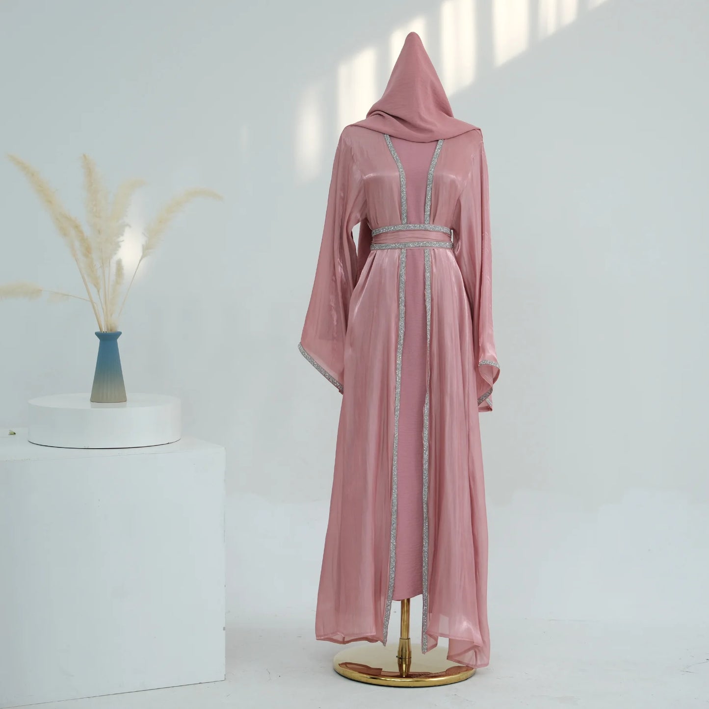 Dimond 3 Pieces sets Open Abaya