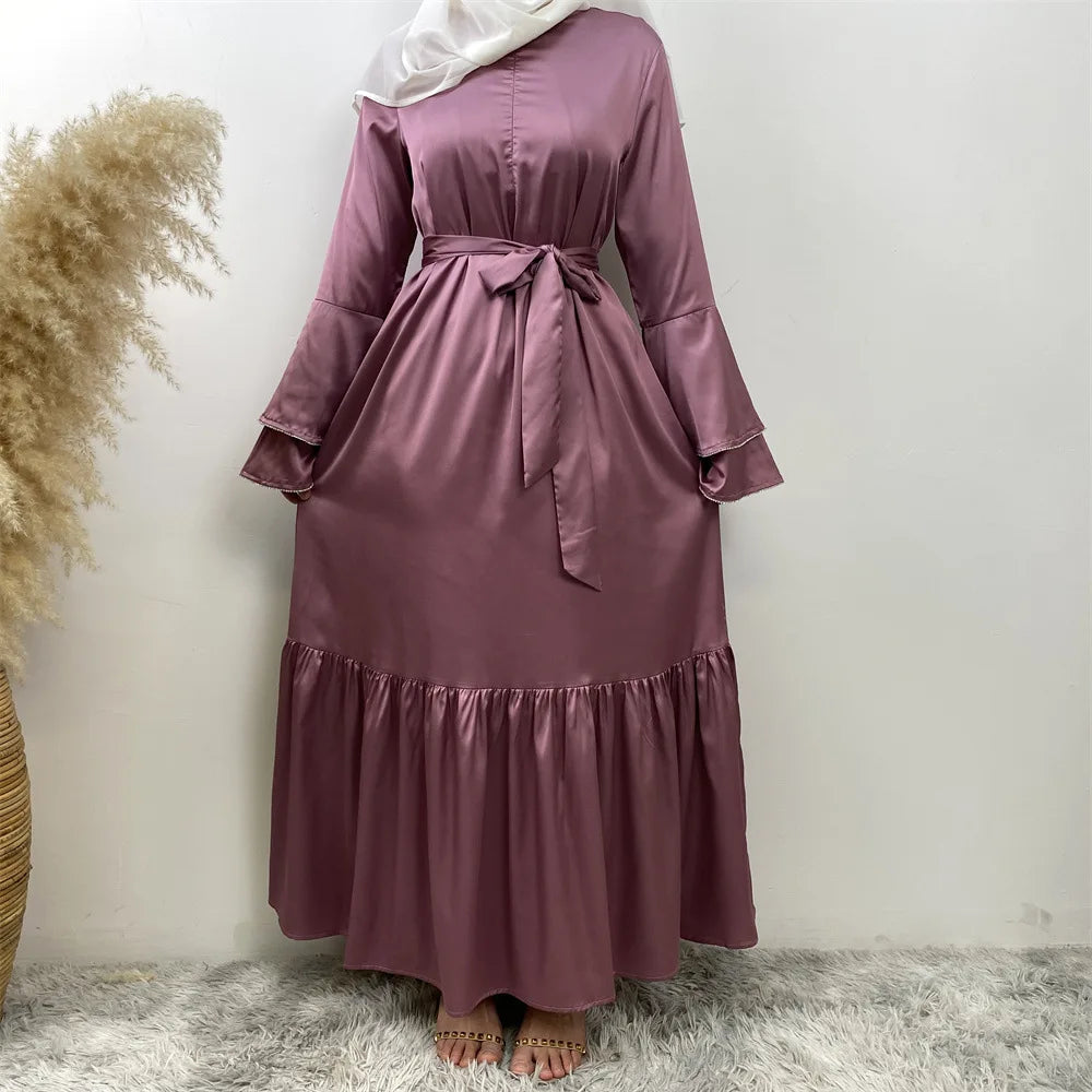 Satin Flare Sleeve Party Dress