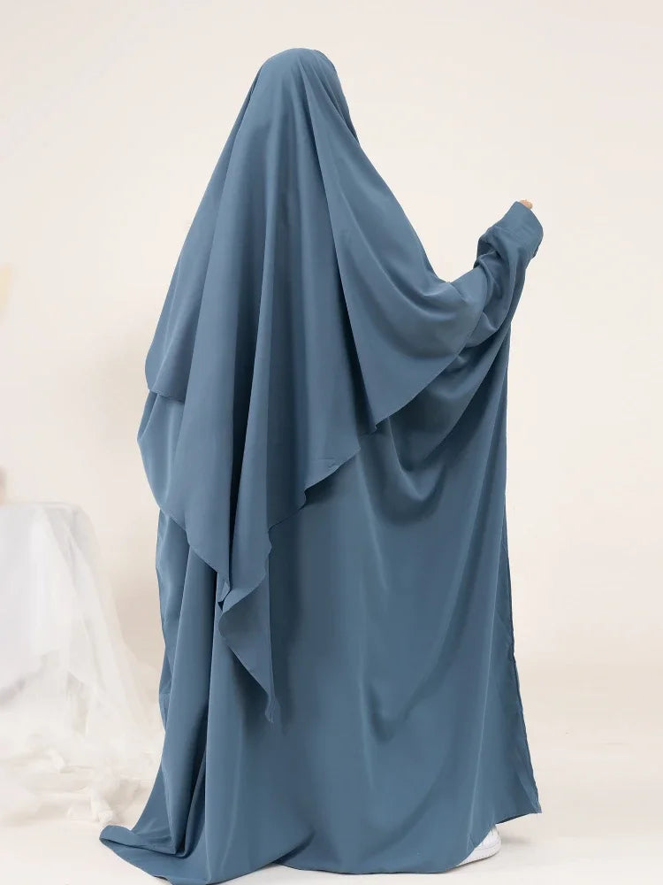 Dubai Abaya Set – Khimar & Dress, Long Kaftan Robe