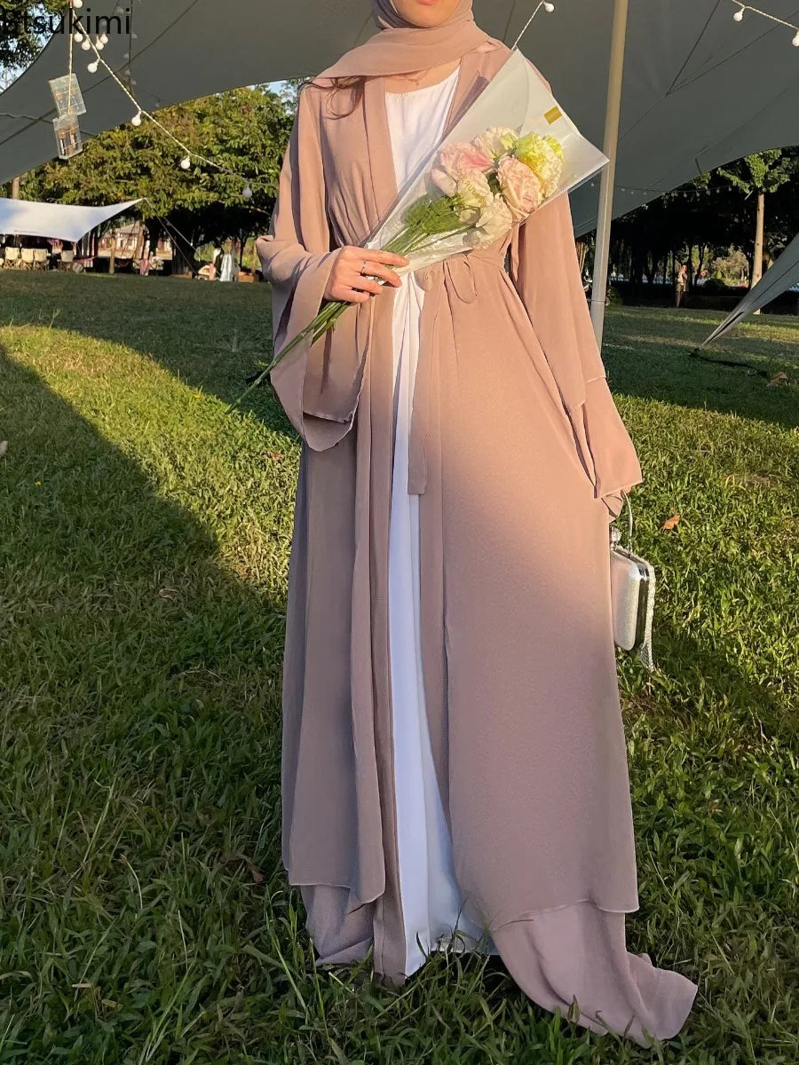 Chiffon Open Abaya with scarf