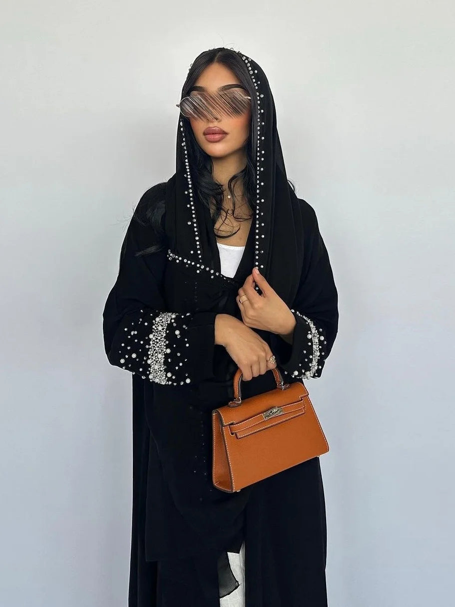 Diamond Pearls Abaya for Women with Scarf Abaya