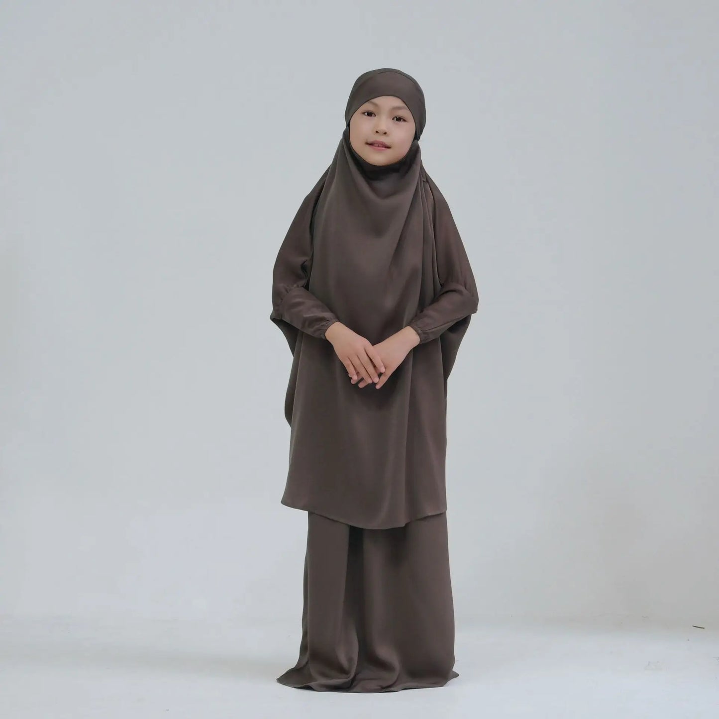 Eid Kids Prayer Garment Dress Muslim Girls Long Khimar Hijab Turkey Abaya Dresses Islamic Skirt Set Full Cover Robe Ramadan