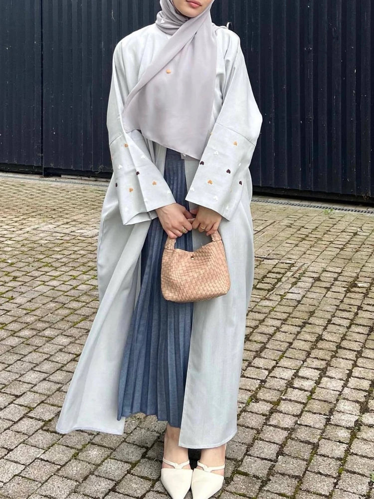 Love Heart Embroidery Abaya