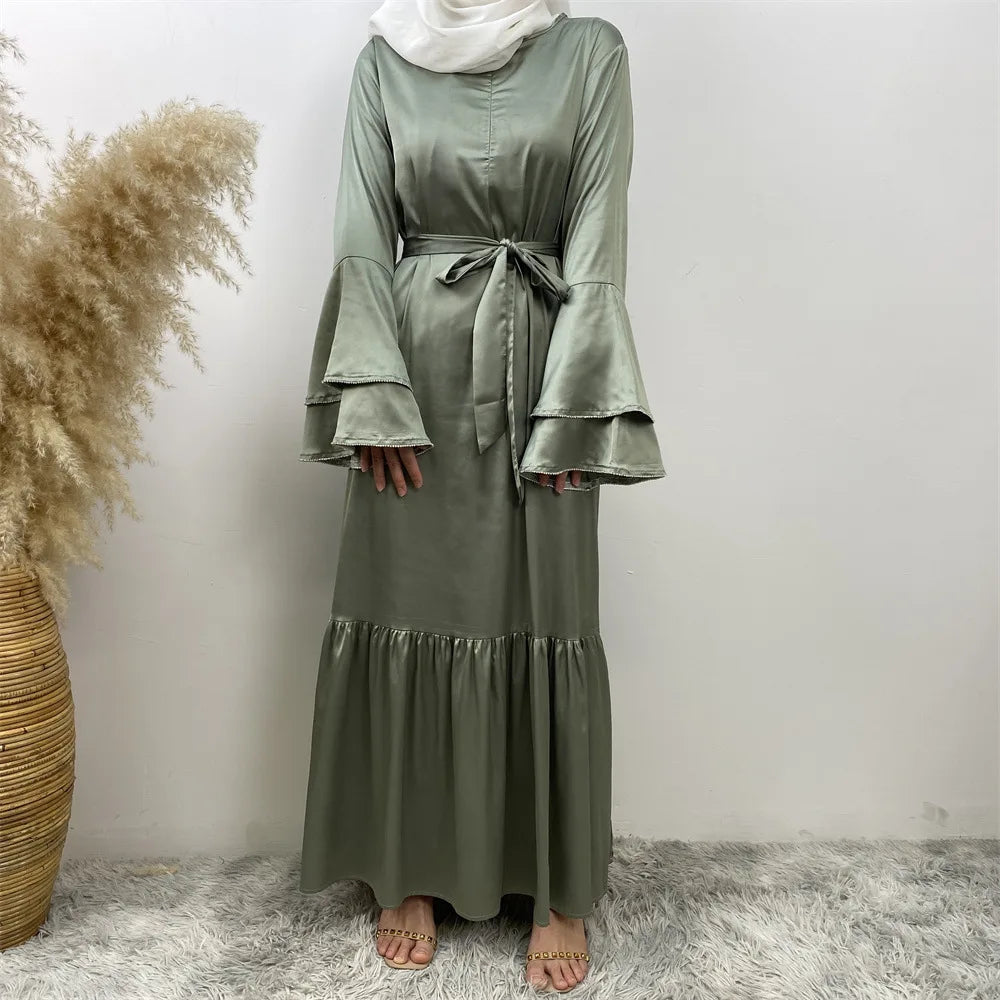 Satin Flare Sleeve Party Dress