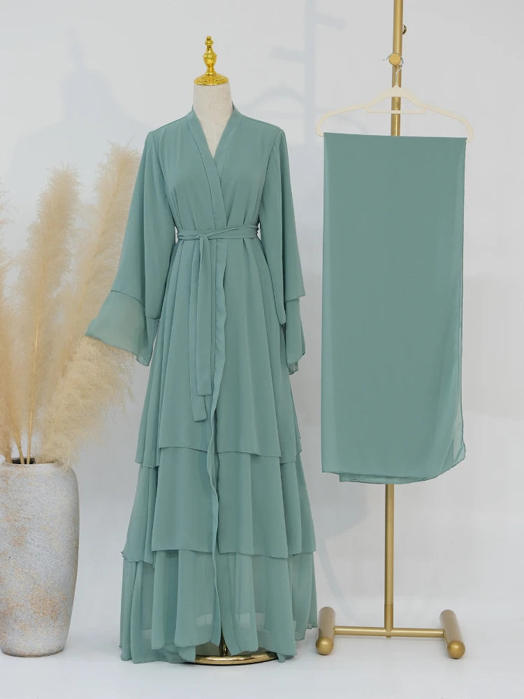 Morocco Abaya Chiffon 3 Layers Dresses