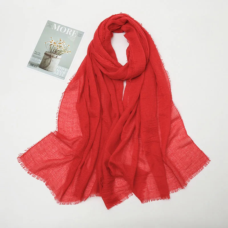 Crinkle Hijab Scarf Soft Solid Cotton Head Scarves
