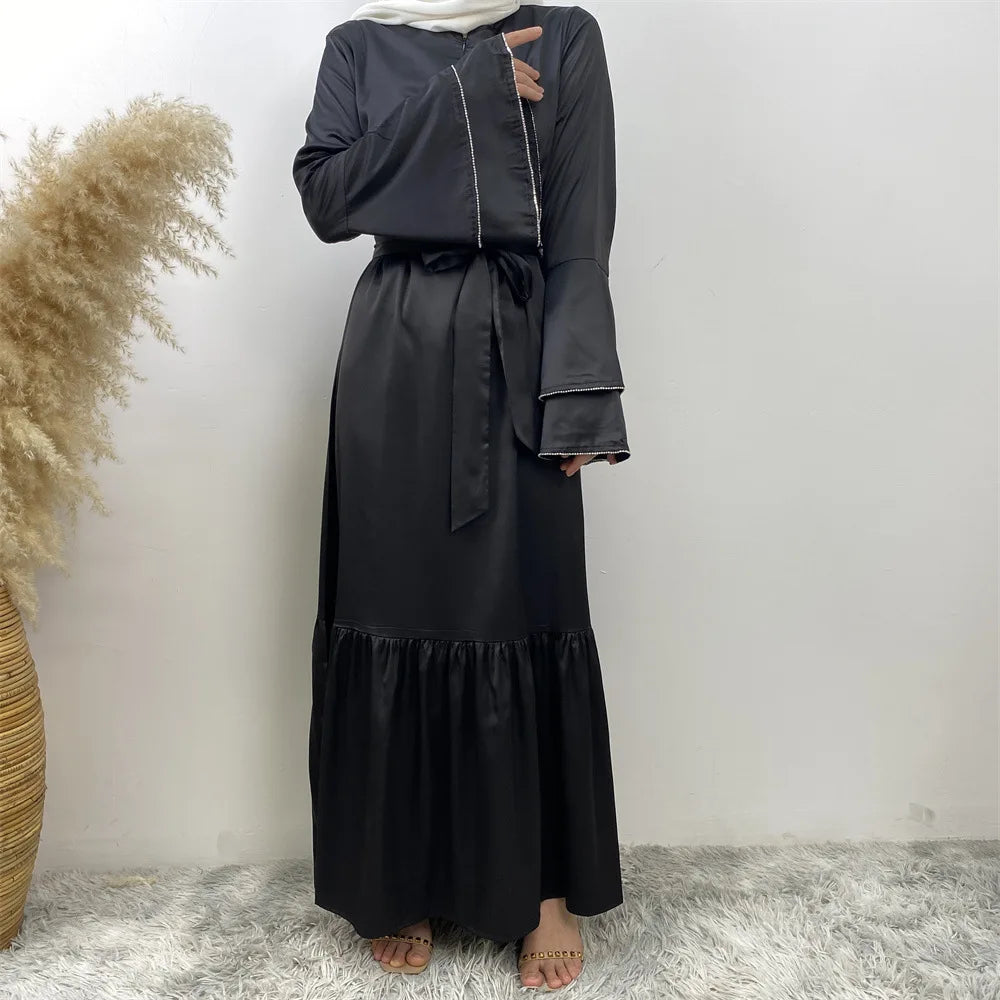 Satin Flare Sleeve Party Dress