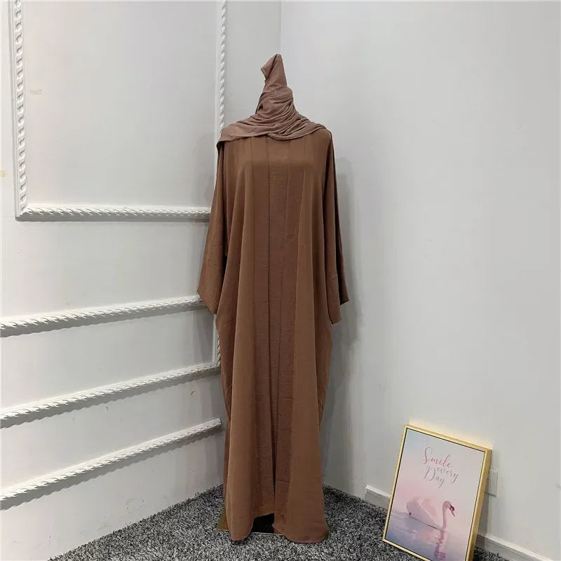 Ramadan Muslim Women 2/3 Piece Matching Set Open Abayas Dubai Dress Hijab Kimono Gowns Turkey Arab Islamic Clothing Kaftan Robe