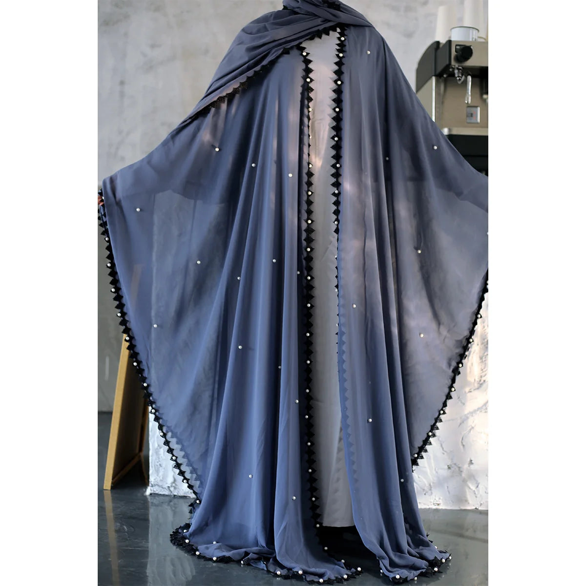 Trendy Dubai Open Lace Beaded Abaya