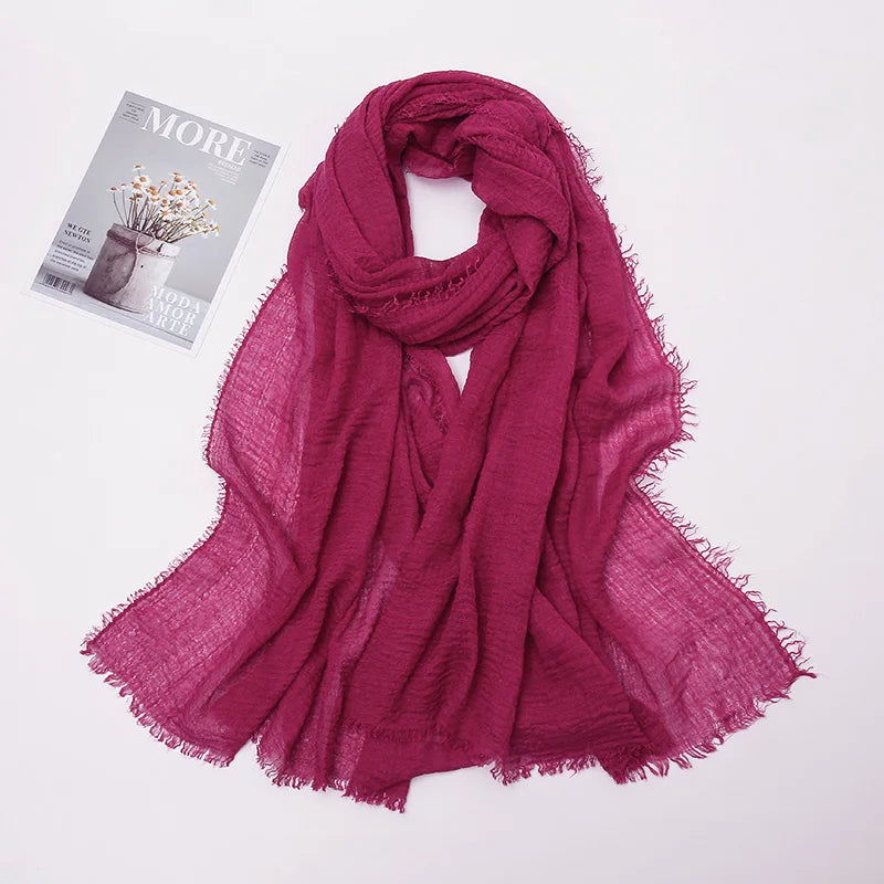 Crinkle Hijab Scarf Soft Solid Cotton Head Scarves