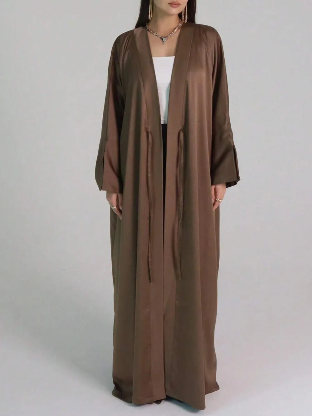 Full Sleeve Lace up Loose Abaya