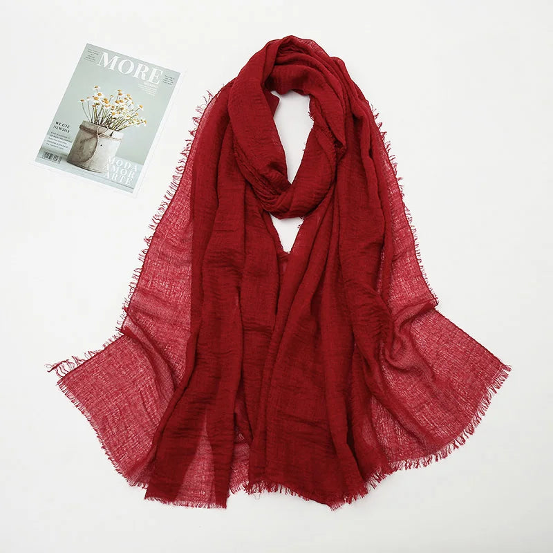 Crinkle Hijab Scarf Soft Solid Cotton Head Scarves