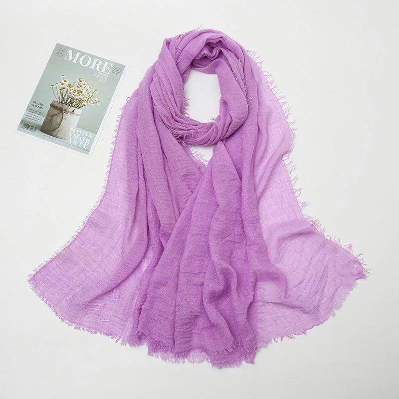 Crinkle Hijab Scarf Soft Solid Cotton Head Scarves