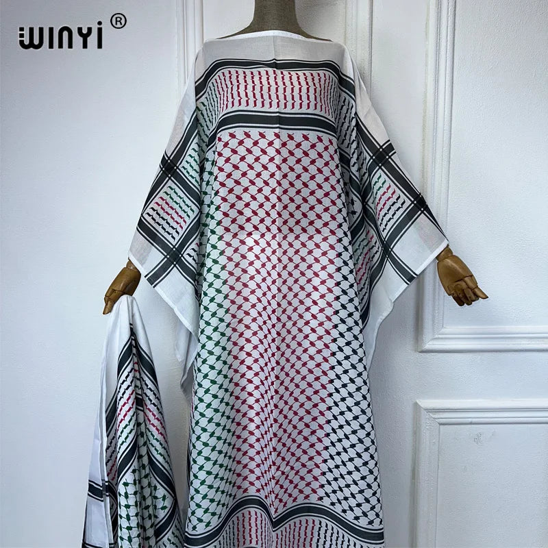 Luxury 2-Piece Abaya Set – Classic Kaftan Dress with Scarf, Dubai Streetwear