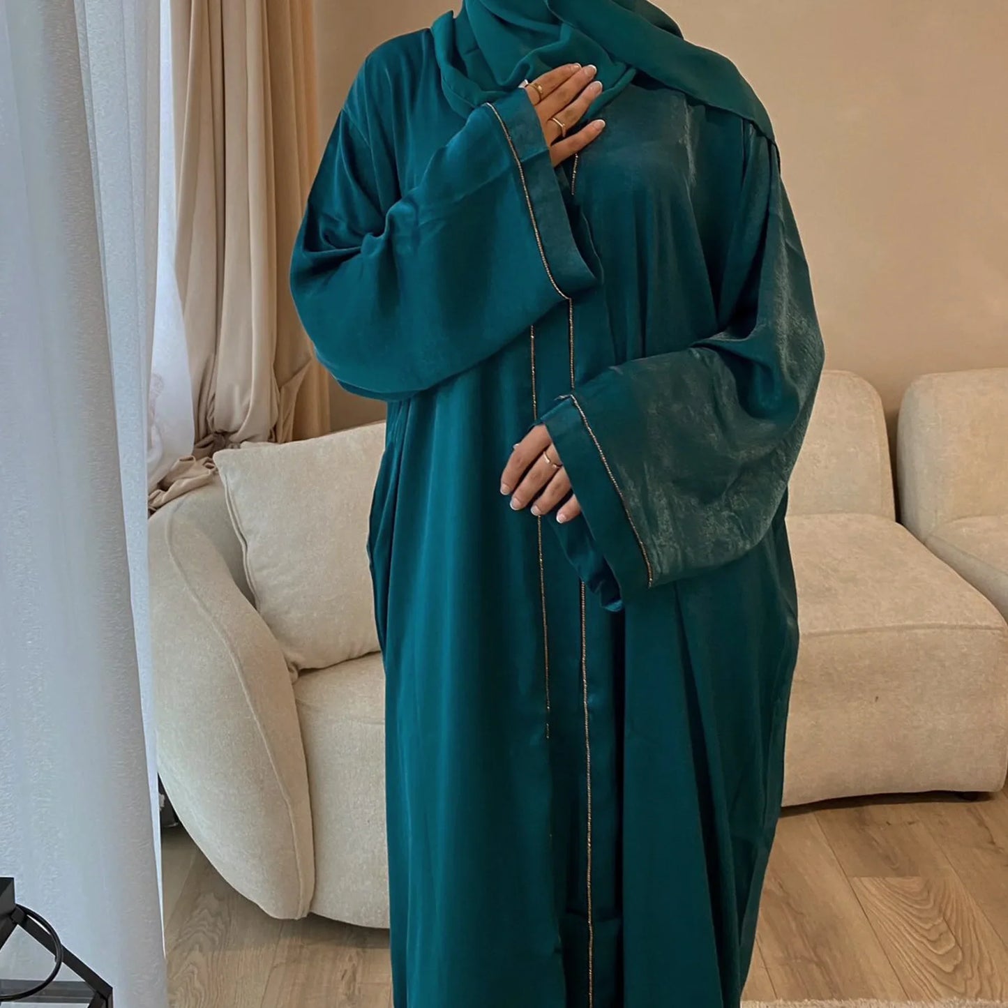 Dubai Satin Open Abaya