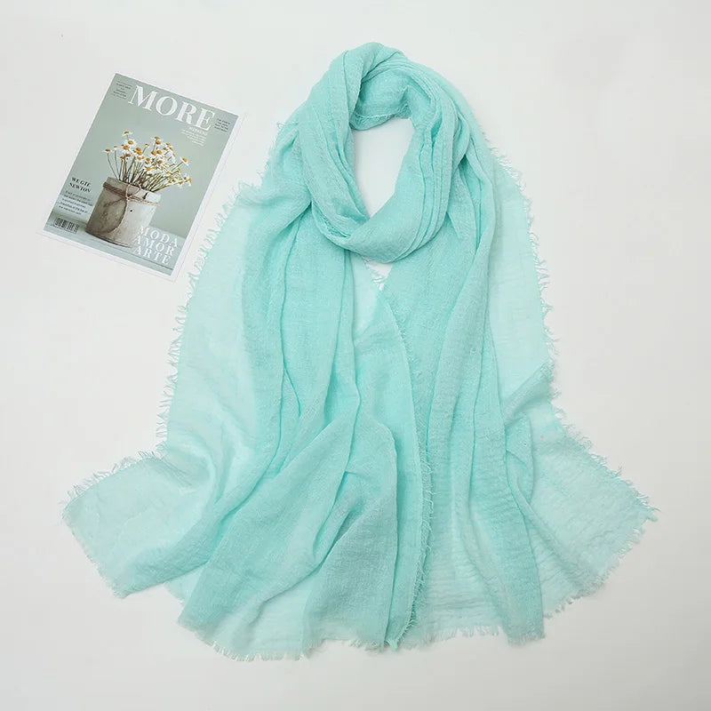 Crinkle Hijab Scarf Soft Solid Cotton Head Scarves