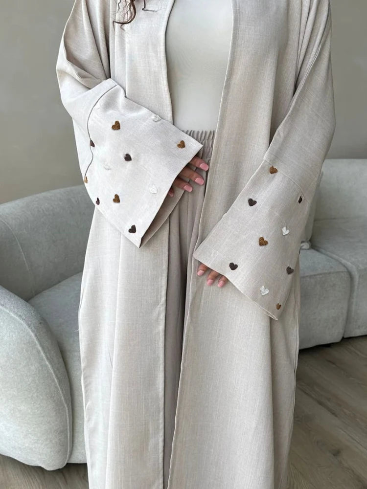 Love Heart Embroidery Abaya