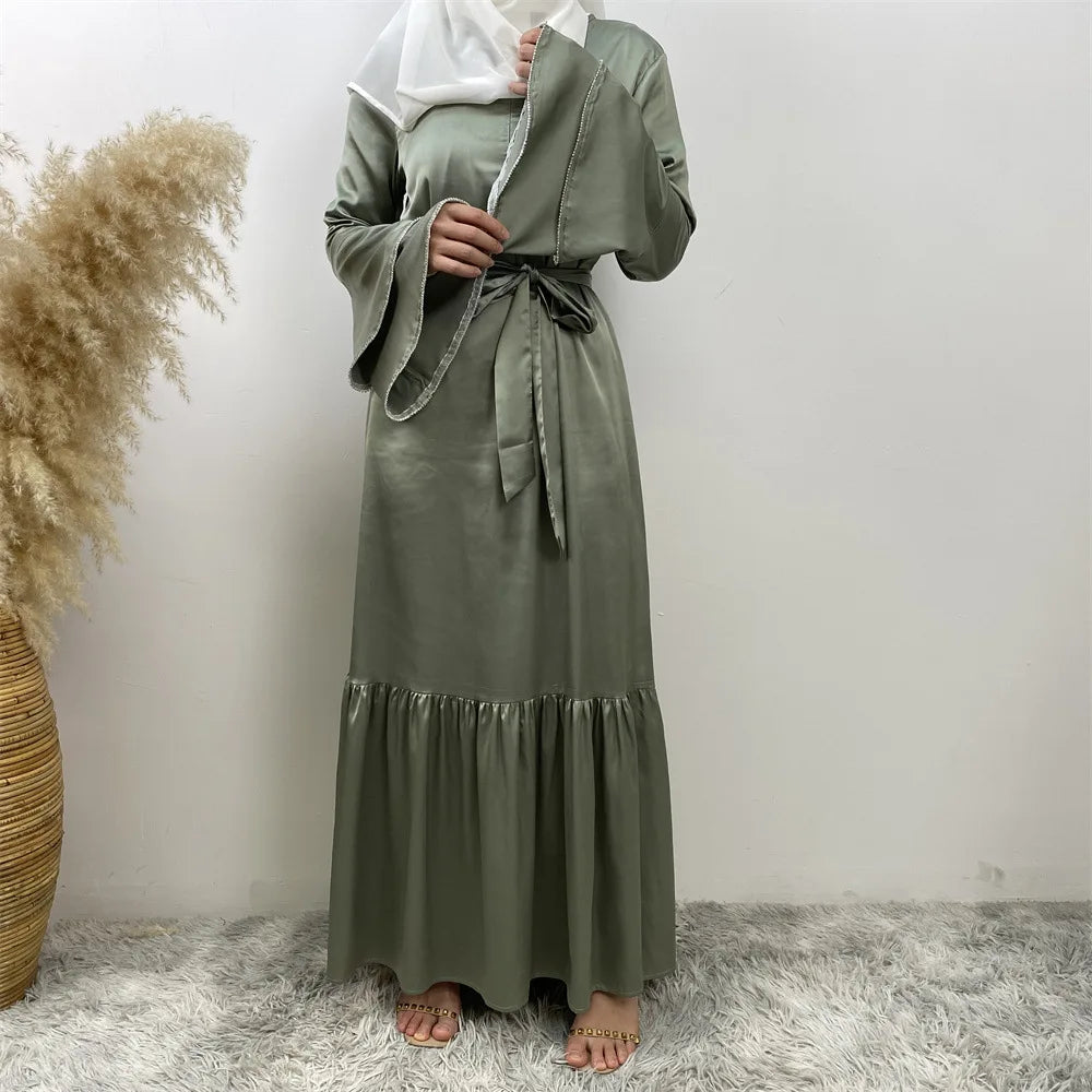 Satin Flare Sleeve Party Dress