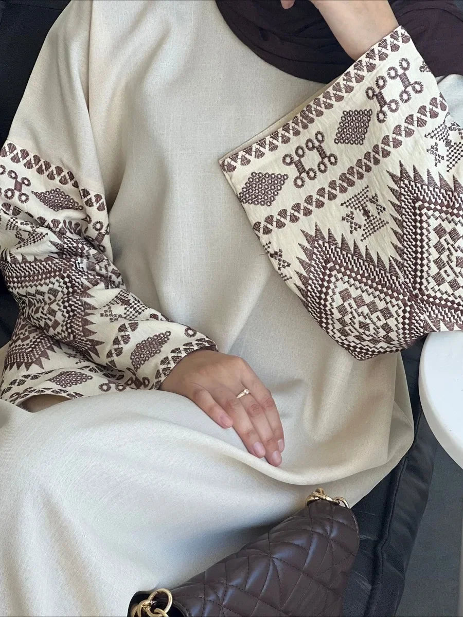 Embroidered Abaya Kaftan – Long Robe Dress from Dubai & Morocco