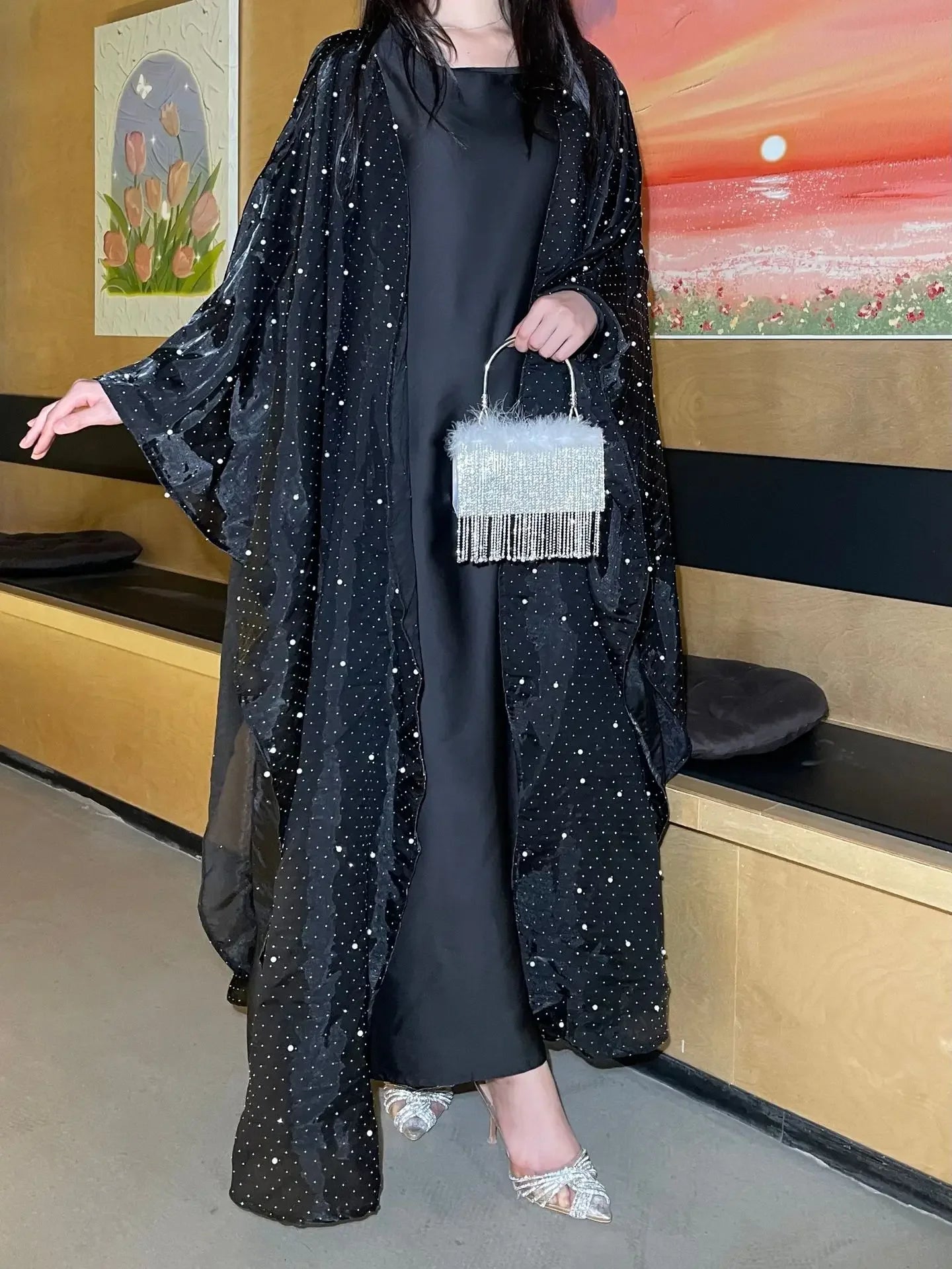 Luxury Two Piece Dimond Pear Abaya
