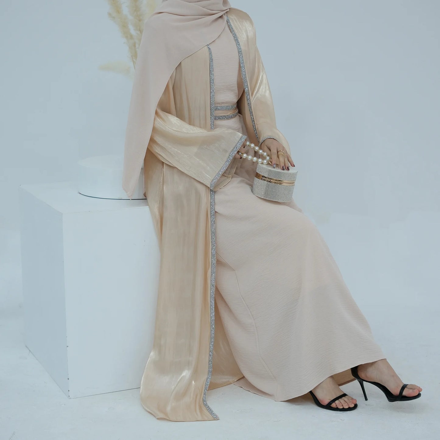 Dimond 3 Pieces sets Open Abaya