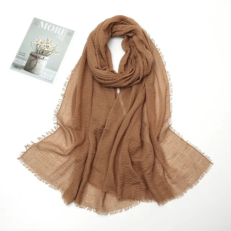 Crinkle Hijab Scarf Soft Solid Cotton Head Scarves