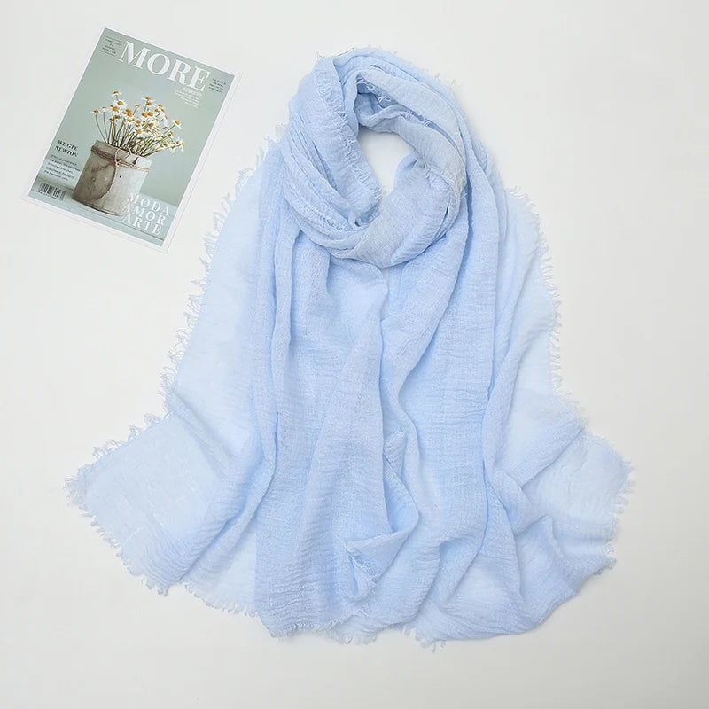 Crinkle Hijab Scarf Soft Solid Cotton Head Scarves