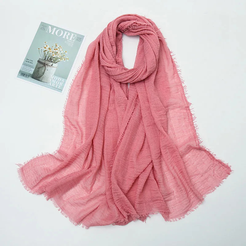 Crinkle Hijab Scarf Soft Solid Cotton Head Scarves