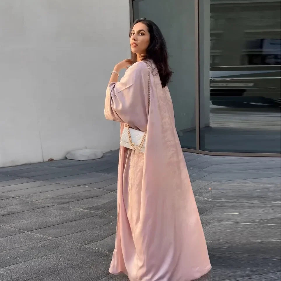 Satin Kimono Open Abayas for Women 2025 Ramadan Muslim Dress Turkey Kaftan Kebaya Caftan Marocain Abaya Dubai Luxury Jalabiya