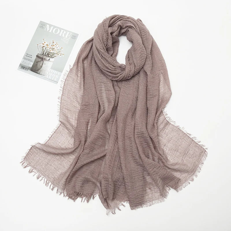 Crinkle Hijab Scarf Soft Solid Cotton Head Scarves