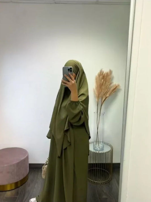 Long Khimar 2-Piece Abaya Set