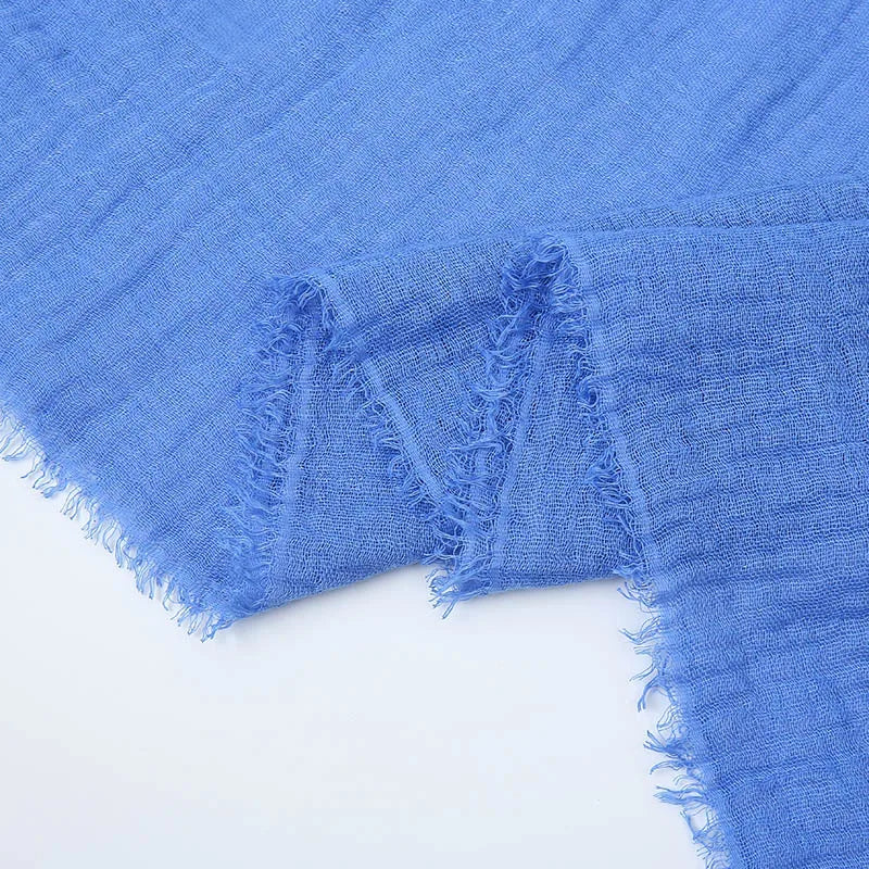 Crinkle Hijab Scarf Soft Solid Cotton Head Scarves