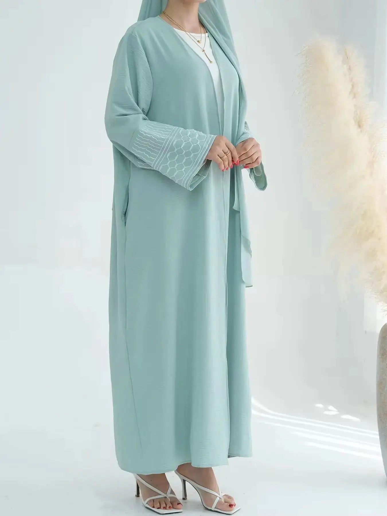Fashion Embroidery Kimono Oversized Muslim Robe abaya syari female full length Taseel Muslim abaya Worship Service abayas wy1969