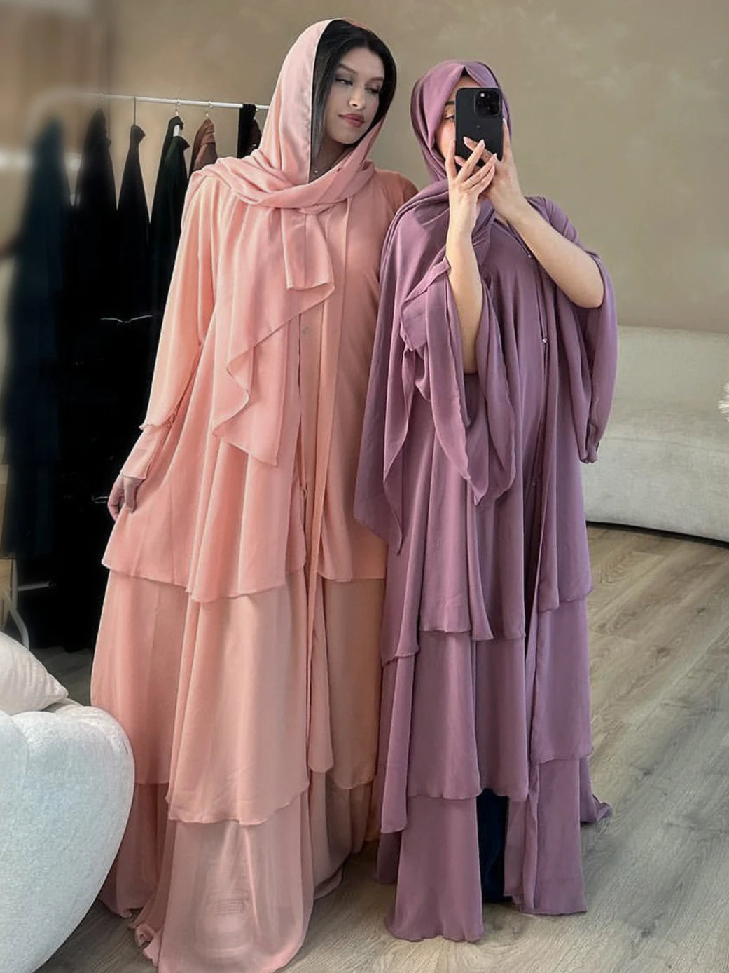 Morocco Abaya Chiffon 3 Layers Dresses