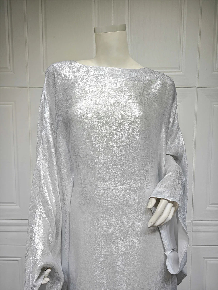 Siskakia Muslim Fashion Solid Abayas Bat Sleeve Elegant Casual Dress Kimono Maxi Kaftan Dress Abayas For Islamic Women Clothing