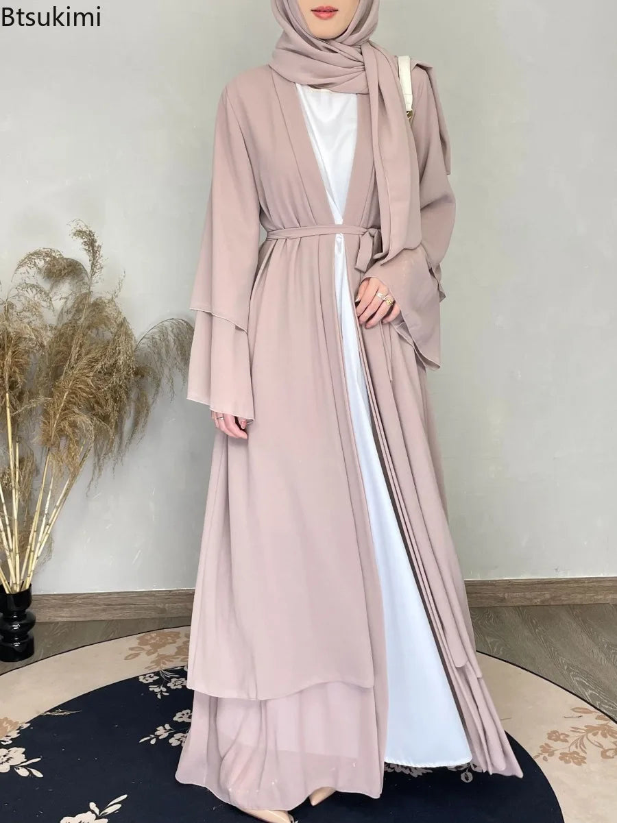 Chiffon Open Abaya with scarf