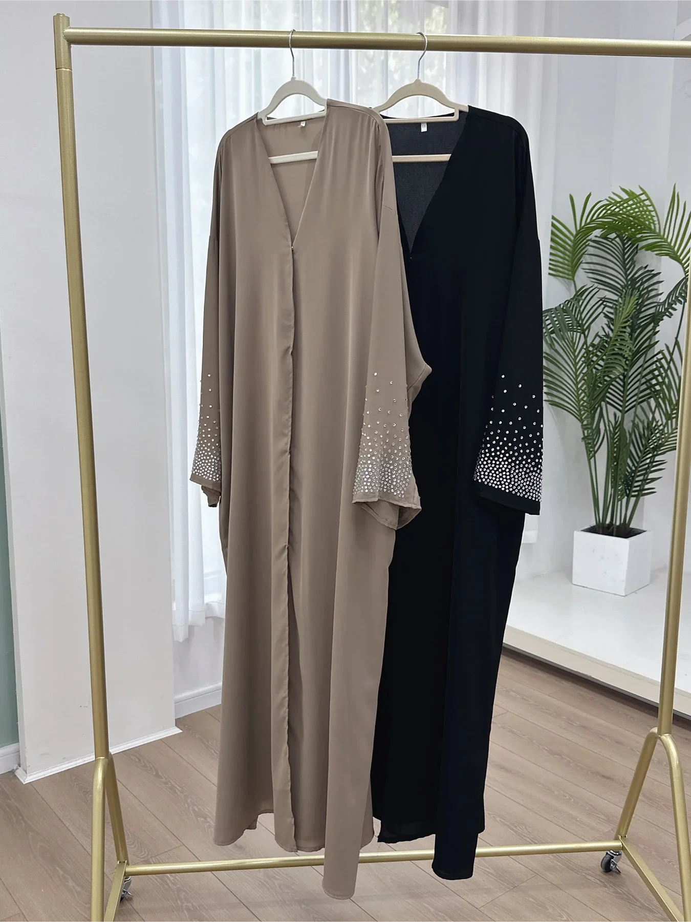 Diamond Button Abaya Long Cardigan