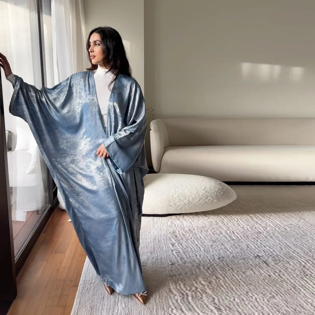 Satin Kimono Open Abayas for Women 2025 Ramadan Muslim Dress Turkey Kaftan Kebaya Caftan Marocain Abaya Dubai Luxury Jalabiya