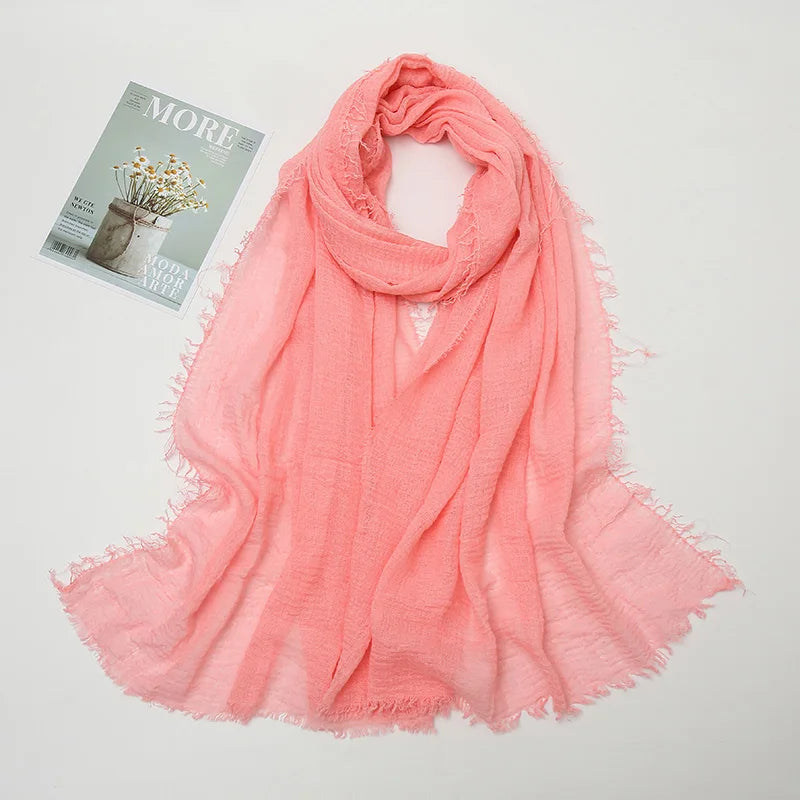Crinkle Hijab Scarf Soft Solid Cotton Head Scarves