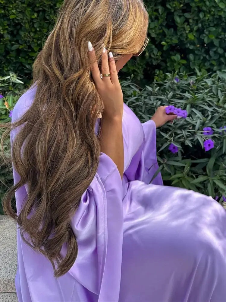 Eid Shiny Batwing Satin Abaya Dubai Luxury 2024 Muslim Abayas For Women Maxi Kaftan Dress Islamic Clothing Caftan Marocain Femme