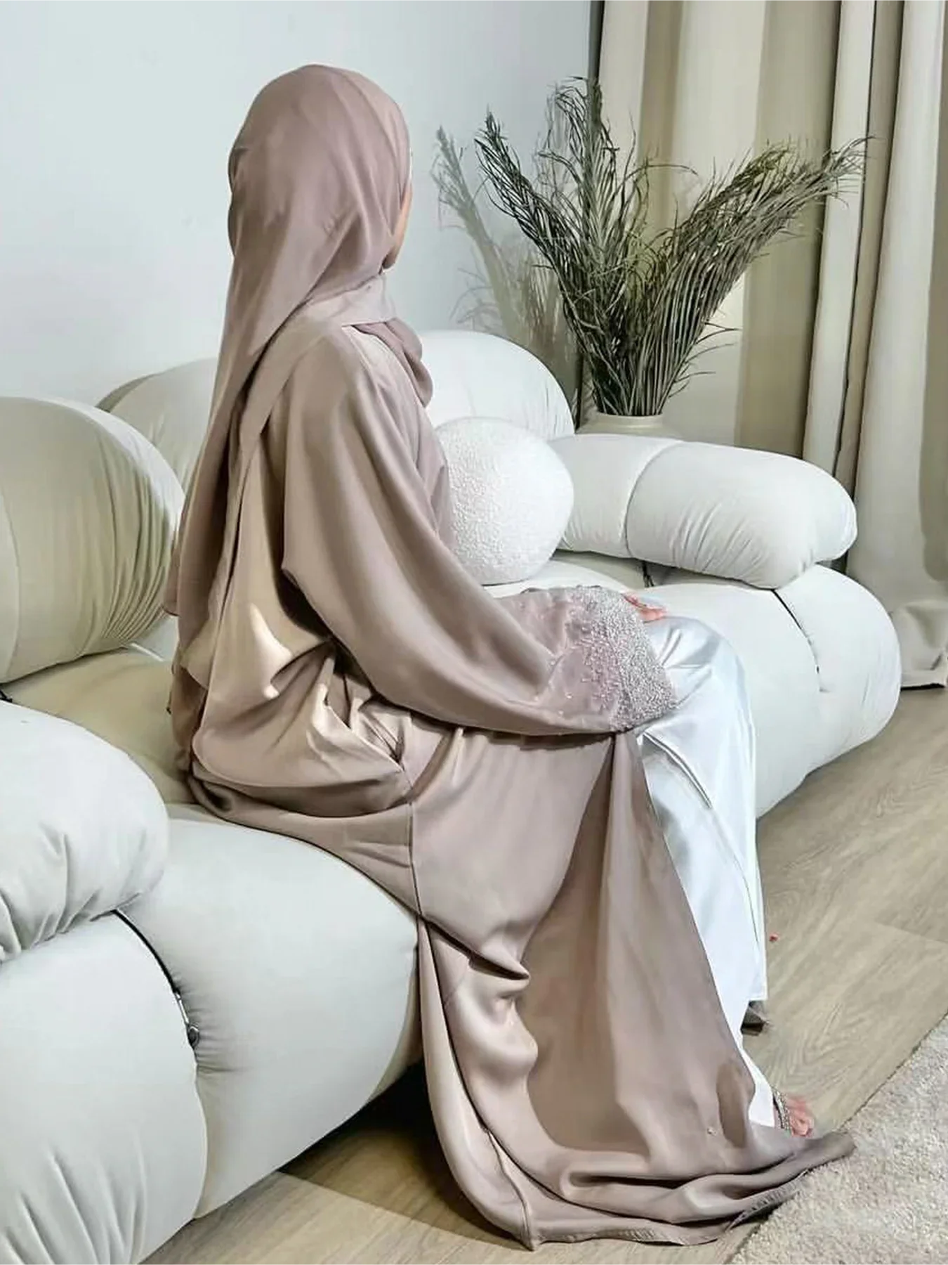 Diamond Button Abaya Long Cardigan