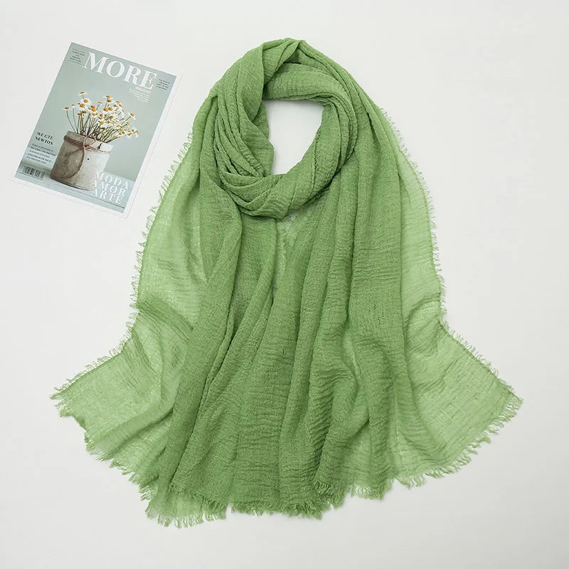 Crinkle Hijab Scarf Soft Solid Cotton Head Scarves
